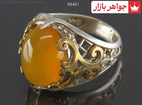 انگشتر نقره عقیق زرد مردانه [شرف الشمس] - 88461